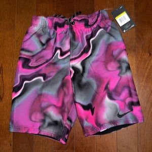 Nike swim shorts - youth size M - black, hyper pink